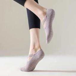 1 par profissional feminino meias de yoga silicone antiderrapante ballet pilates meias femininas sem costas respirável bandagem dança esportes meias - Image 5