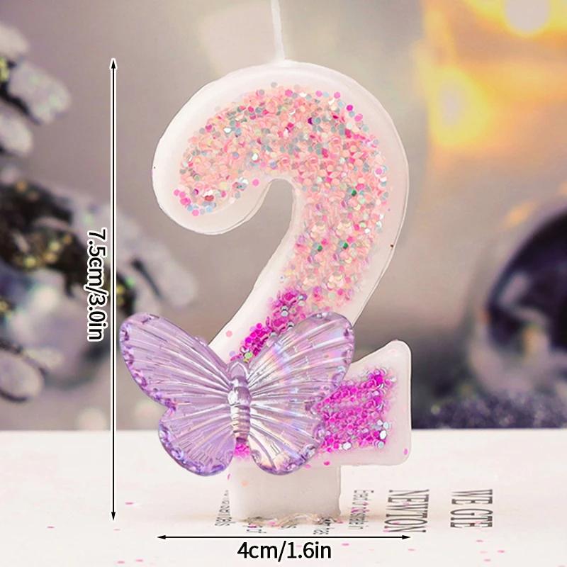 Sparklers Number Birthday Candle, Velas Digitais, Butterfly Cake Topper, Aniversário, Memorial Day, Decoração da Festa, Baby Shower, 0-9 - Image 1