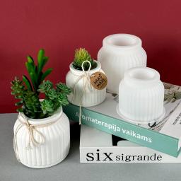 Round Stripe Silicone Flowerpot, DIY Cimento Concreto Gesso, Caixa De Armazenamento, Jarra De Vela, Molde De Fundição, UV Epóxi Resina Artesanato Moldes - Image 4