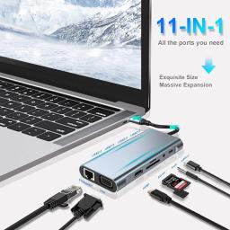 Hub USB C, dongle adaptador USB C com leitor de cartão 4K HDMI/VGA/Tipo C PD/RJ45/SD/TF para MacBook Pro/Air M1 iPad - Image 4