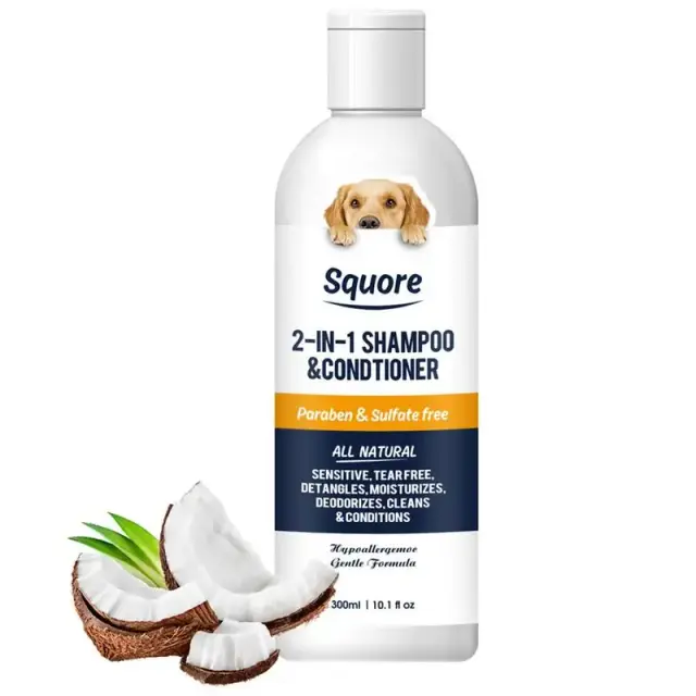 Shampoo e Condicionador Natural Hidratante 2 em 1 para Cachorros com Pele Sensível e PH Equilibrado