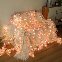 Artificial rosa flor de cerejeira videira usado para casamento noiva decoração jardim arcos cortinas decoração do quarto festa seda decoração ao ar livre - Image 1