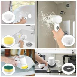 Novo purificador giratório elétrico, escova de limpeza de banheiro, purificador elétrico com 5 cabeças de escova substituíveis, escova de limpeza elétrica 5 em 1 - Image 5
