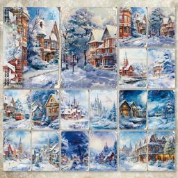 KLJUYP-Scrapbooking Papel Modelado, Pacote de Cartas Extravagantes, Papel Artesanal Leve, Casa de Inverno, Tamanho A5, 8 Folhas - Image 2