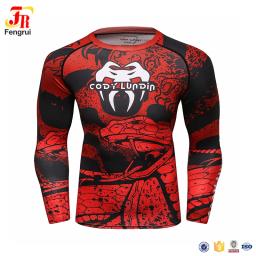 Personalizável Homem MMA Rashguard com Seu Logotipo, Camiseta Brasileira Kickboxing, Sublimação Camisa Longa De Compressão, Jiu Jitsu - Image 5