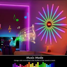 Luz de fogos de artifício led rgb-bluetooth inteligente led barra de luz noturna controle app sincronização música quarto tv barra de parede decoração da festa de natal - Image 2