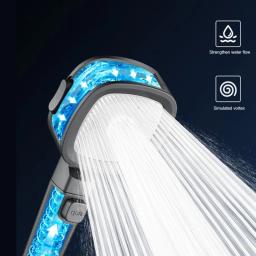 Chuveiro de alta pressão atualizado com botão de parada, chuveiro portátil, filtro embutido, massagem spa, banheiro, 3 modos - Image 4