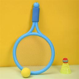Conjunto raquete tênis infantil, raquete badminton com 2 bolas espuma, 2 badminton para ambientes internos praia, - Image 4