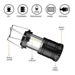 USB recarregável LED camping lâmpada, luz tenda ao ar livre, Cob dobrável, lanterna - Image 4