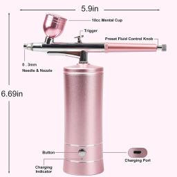 Portátil recarregável sem fio Airbrush com Compressor, Auto Ação Pistola para Rosto Beleza Nail Art Tattoo Craft Cake Paint - Image 4