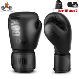 Luvas de Boxe de Couro PU para Homens e Mulheres, Luva de Treinamento para Luta, Kickboxing, Artes Marciais Mistas, Boxe Muay Thai, 6 oz, 8 oz, 10 oz, 12 oz, 14oz - Image 1