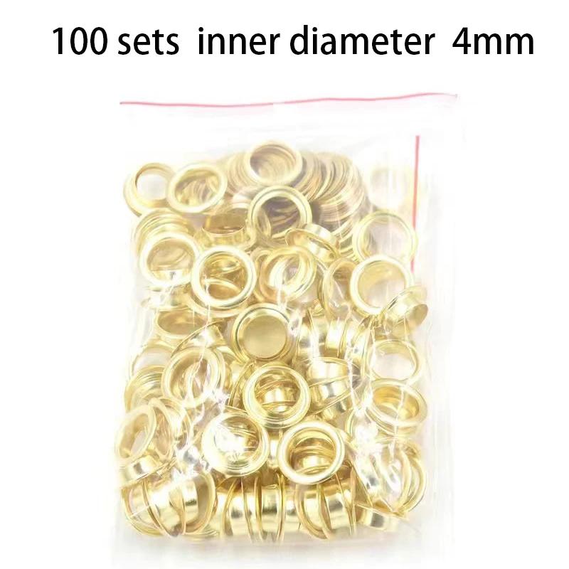 Metal ilhó e soco morrer ferramenta, kit de ferramentas manuais DIY, artesanato em couro, cinto de couro e chapéu ilhó, 4mm, 100 conjuntos - Image 1