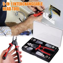 Alicate de fio de aço multifuncional 5 em 1, ferramenta de decapagem, cabeça intercambiável, especial para eletricistas, U5O6 - Image 2
