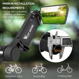 Espelho retrovisor giratório para guidão de bicicleta, espelho retrovisor de ciclismo, espelho de segurança dobrável, 360 graus, 2PCs - Image 5