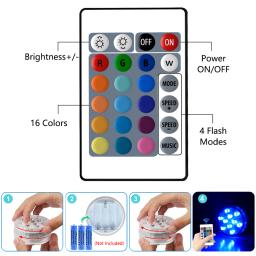 Luzes subaquáticas RGB com ventosas magnéticas, Iluminação do tanque de peixes, Planta crescer luzes, 10 LED, 16 cores - Image 5
