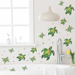 Adesivos de parede de vinil para decoração home, oceano subaquático, impermeável, pvc, para banheiro, telha, diy, diy, 4 pcs/set - Image 5