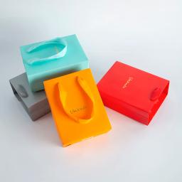 Sacos De Papel Bege com Logotipo Personalizado, Sacolas De Presente De Papelão, Favor De Compras Em Massa, Sacos De Embalagem De Doces com Alças, 12x6x16cm, 50Pcs - Image 5