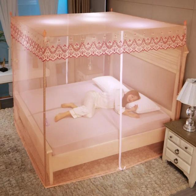 Mosquiteiro Romântico com Suporte de Aço Inoxidável para Cama Queen - Tenda Antiinsetos para Camas Individuais e Duplas