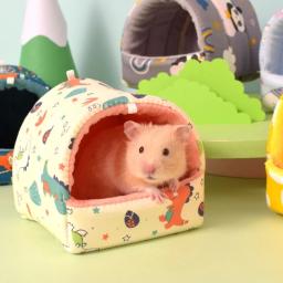 Cama macia para animais estimação, estampa fofa, casa escondida, gaiola inverno, furões, cama dormir, acessório - Image 3