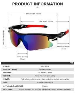 RIDERACE-Óculos Esportivos Masculinos, Óculos de Bicicleta de Estrada, Óculos De Proteção De Ciclismo De Montanha, Óculos De Sol De Bicicleta Mtb - Image 6