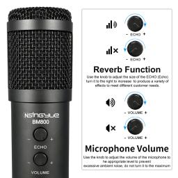 Microfone USB para jogos de computador, microfone condensado com eco e monitoramento, PC, laptop, gravação em estúdio, streaming, plug and play - Image 4