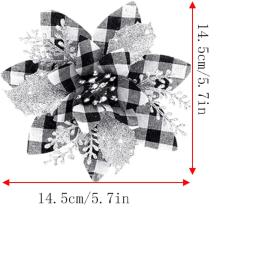Poinsétia Artificial Flores com Clipes Hastes, Árvore De Flores De Natal, Ornamentos Pendurados, Decoração Da Festa, Glitter, 8Pcs - Image 4