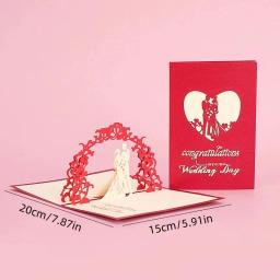Cartão De Casamento 3D Pop Up Com Envelope, Dia Dos Namorados, Aniversário, Presente De Casamento - Image 2