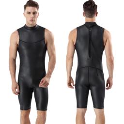Trajes molhados sem mangas de peça única para mergulho, traje preto, wetsuit shorty masculino, surf e mergulho, maiô de inverno, 2mm - Image 2