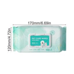 Toalhetes hidratantes e de limpeza para cão e gato, 100 folhas, desodorante, limpeza, decomposição, odor, água pura, seguro, Suave, pet fornecimentos - Image 6