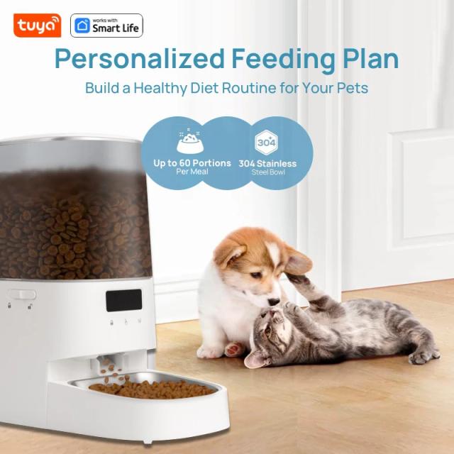 Alimentador Pet Inteligente Wi-Fi para Cães e Gatos com Controle pelo App, Alarme de Baixo Alimento e Conexão USB - 5L