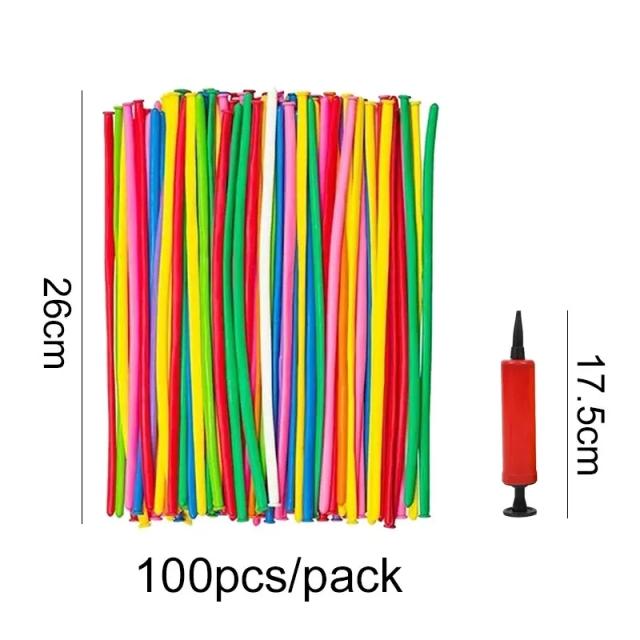 Balões em Espiral de Látex para Festas: Pacote com 100 Unidades com Inflador Inclusos para Aniversários e Casamentos