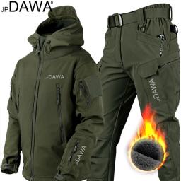 Jaqueta de pesca impermeável masculina, conjunto tático, calça de caça e caminhada, terno bolso multi, inverno e outono - Image 4