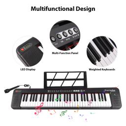 Piano eletrônico multifuncional com teclado iluminado, Instrumento musical portátil, 61 teclas, Piano digital - Image 4