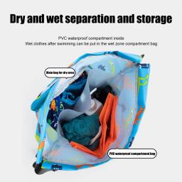 Impermeável Drawstring natação saco para crianças, mochila dobrável, sacos de armazenamento, molhado e seco separação, equipamento de natação portátil - Image 3