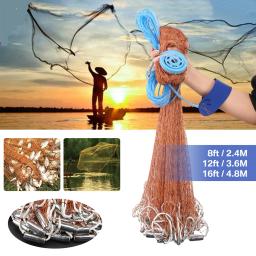 Rede fundida de pesca de 240/360/480cm de diâmetro, rede de fundição dobrada com chumbadas, redes para pesca em água salgada, armadilha de isca, rios - Image 2