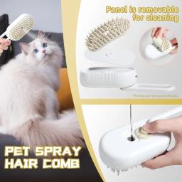 Escova de vapor elétrica para animais de estimação, removedor de pêlos felino, cabelos emaranhados e soltos, higiene pessoal, massagem pet - Image 1