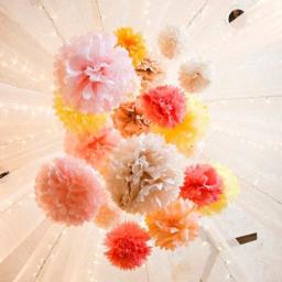 Handmade Pompoms De Papel De Tecido, Decorativo De Casamento, Baby Shower, Decoração De Festa De Aniversário, 4 "a 14", 1Pc - Image 5
