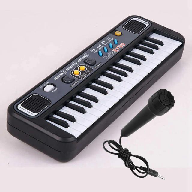 Teclado Piano Eletrônico ABS Digital com Microfone, 37 Teclas - Brinquedo Musical Educativo para Crianças