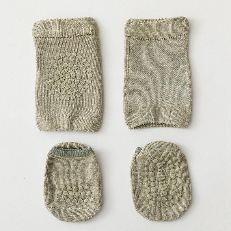 Almofada De Joelho Do Bebê Conjunto Para Crianças Segurança Rastejando Protetor De Almofada De Cotovelo Meias De Piso Da Criança Anti-deslizamento Perna Mais Quente Acessórios Para 0-3y - Image 1