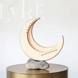 Hluru Lyre Mini Cordas para Iniciantes, Dedo Harpa, Madeira Lira Lua, Instrumento Musical, G, 8 Cordas - Image 5