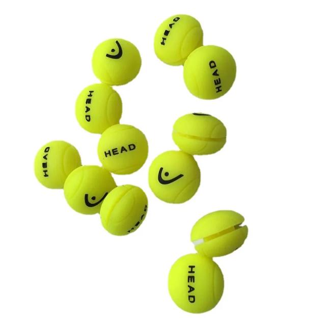 Raquete de Tênis com Cabeça Fluorescente de Silicone - Amortecedor de Choque, Acessórios para Raquete com Bolas Amarelas (2 Peças)