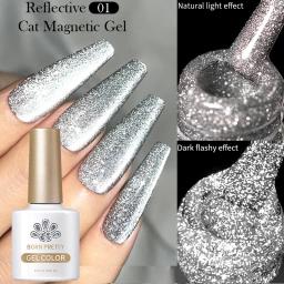 NASCIDO PRETTY-Esmalte Reflexivo Glitter Gel, Espumante, Brilhante, Gato, Magnético, Efeito Snowlight, Mergulhe, Verniz UV, 10ml - Image 1