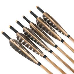 Flechas de bambu com arco com pena de peru, eixo para arco e flecha ao ar livre, acessórios de caça, 85cm, 8mm, OD - Image 3