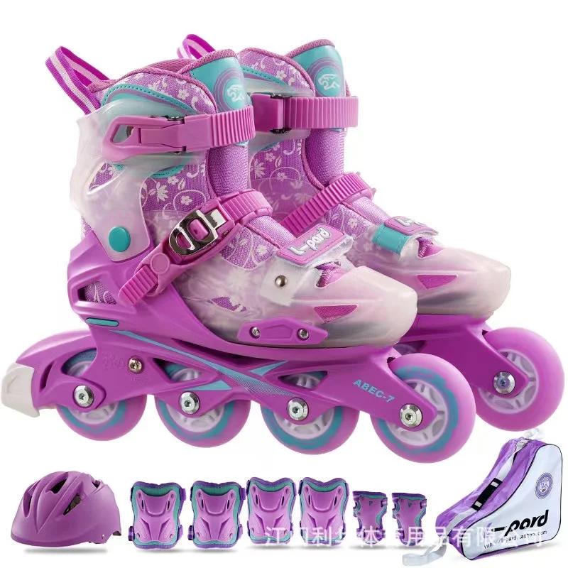 Patins de tamanho ajustável para crianças, conjunto completo para crianças, combinação de patinação em linha, sapatos de 4 rodas, uso duplo - Image 1