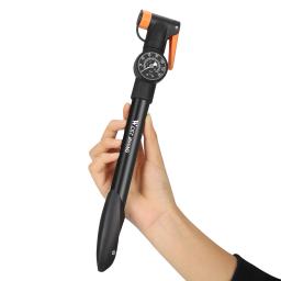 Bomba de mão multifunções com medidor Inflator de ar de bicicleta Cabeça giratória portátil Bomba de basquete para bicicleta 360 graus - Image 3