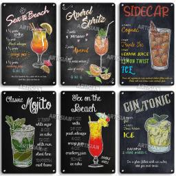 Artisiano vintage cocktail metal estanho sinal placa decorativa retro cartaz de metal casa homem caverna café decoração da parede sinais velhos sinais de metal - Image 4