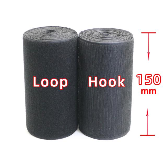 Fita de Gancho e Laço Não-Adesiva de 150mm para Costura - Prendedor DIY em Preto e Branco