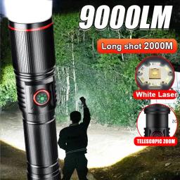 USB recarregável lanterna led, alta potência, zoom tocha tática, caça ao ar livre, pesca, caminhada, lanterna de emergência, camping, 300w - Image 1