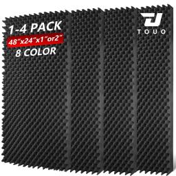 Painéis à prova de som de espuma acústica TOUO 1-4Pack Egg Cotton 47,2 "x 23,6" Painéis de amortecimento de ruído de parede acústica de 8 cores - Image 1
