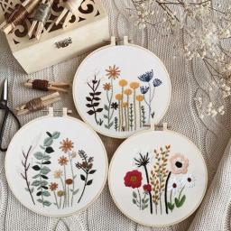 Bordados Starter Kit para iniciantes, ponto cruz, ferramentas de bordado, conjunto redondo, artesanato de costura, gato, flor, grama, bricolage, 30cm - Image 4